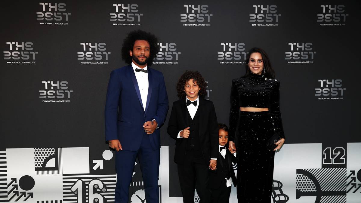 Real-Abwehrspieler Marcelo bringt nicht nur Frau Clarisse Alves, sondern auch die Söhne  Enzo und Liam mit. Nicht der Einzige Real-Profi mit Kindern im Gepäck