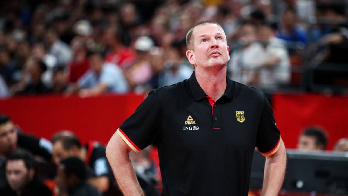 SHENZHEN, CHINA - SEPTEMBER 03: Head coach Henrik Rodl of the Germany National Team looks on during the match against the Dominican Republic National Team during the 1st round of 2019 FIBA World Cup at Shenzhen Bay Sports Center on September 03, 2019 in Shenzhen, China. (Photo by Zhong Zhi/Getty Images)