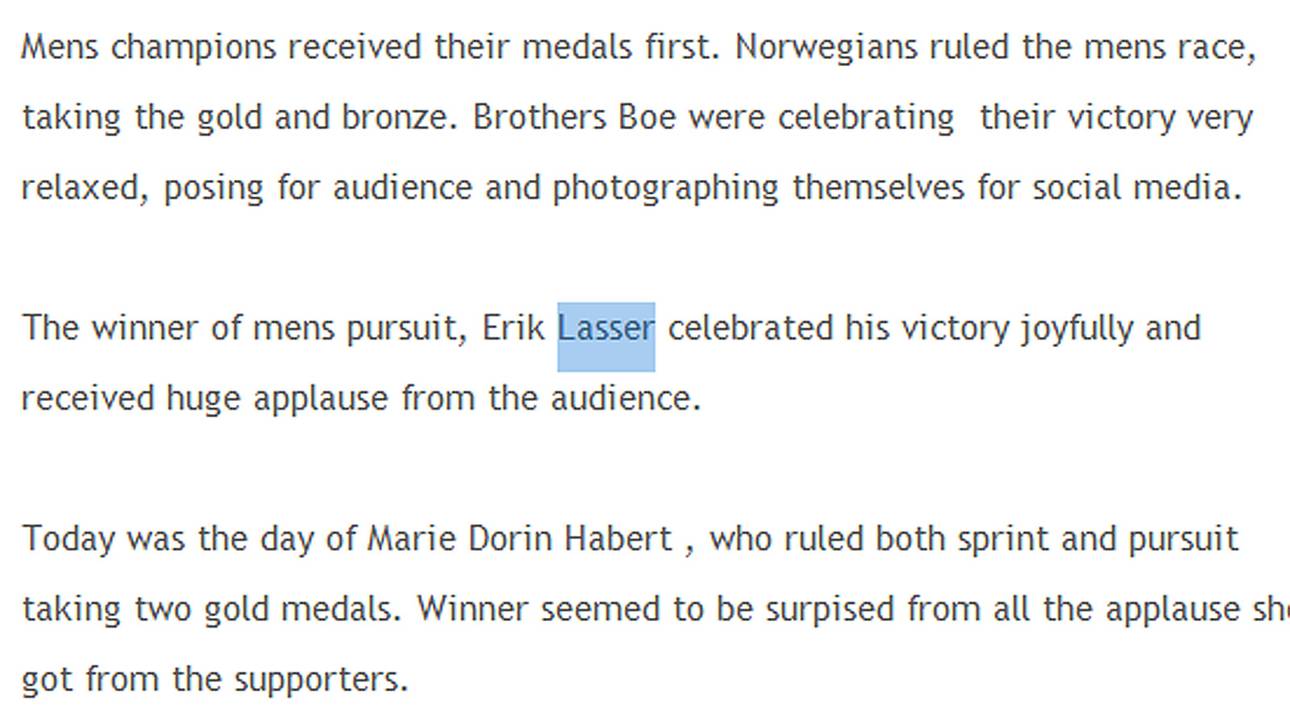 Erik Lesser in der offiziellen Pressemitteilung der IBU falsch geschrieben