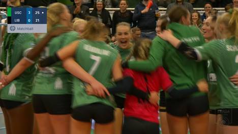 Der USC Münster gewinnt im Duell der zuvor sieglosen Mannschaften gegen die Ladies in Black klar mit 3:0.