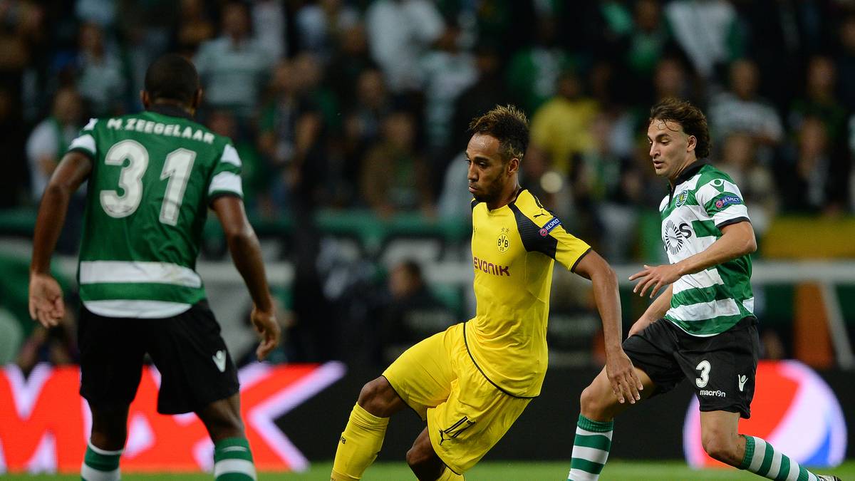 NOVEMBER 2016: Beim Champions-League-Duell gegen Sporting Lissabon sitzt Auba nur auf der Tribüne...