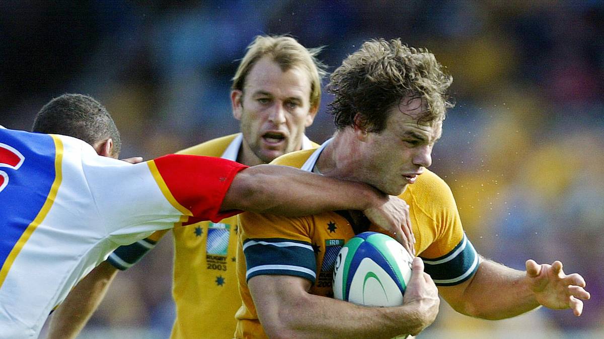 Auch wenn es auf dem Bild nicht so aussieht: Bei der WM 2003 hatte Australien leichtes Spiel mit Namibia. Das 142:0 ist bis heute der höchste Sieg der Turniergeschichte