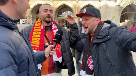 Zahlreiche Fans von Galatasaray sind vor dem Spiel beim FC Bayern bereits in München versammelt und erklären den Unterschied zum deutschen Publikum.