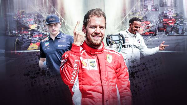 Formel 1 2018 mit Max Verstappen, Sebastian Vettel und Lewis Hamilton
