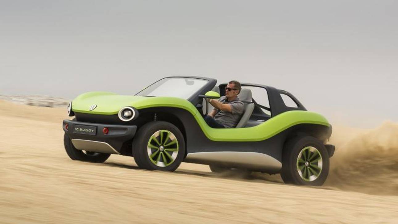 Theoretisch könnte der ID Buggy mit 160 km/h unterwegs sein. Doch die Entwickler haben die Höchstgeschwindigkeit auf 35 km/h begrenzt