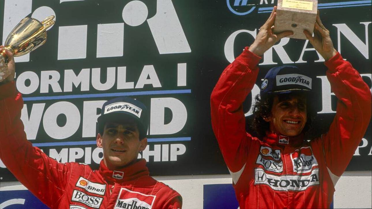 Alain Prost (r.) und Ayrton Senna (l.) standen oft zusammen auf dem Podium, Freunde wurden sie aber nicht