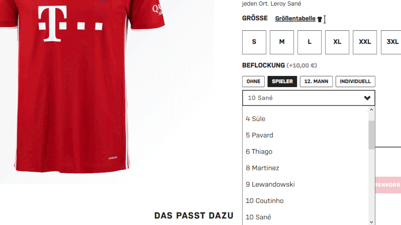 Noch teilen sich Sané und Coutinho die 10 im Bayern-Shop