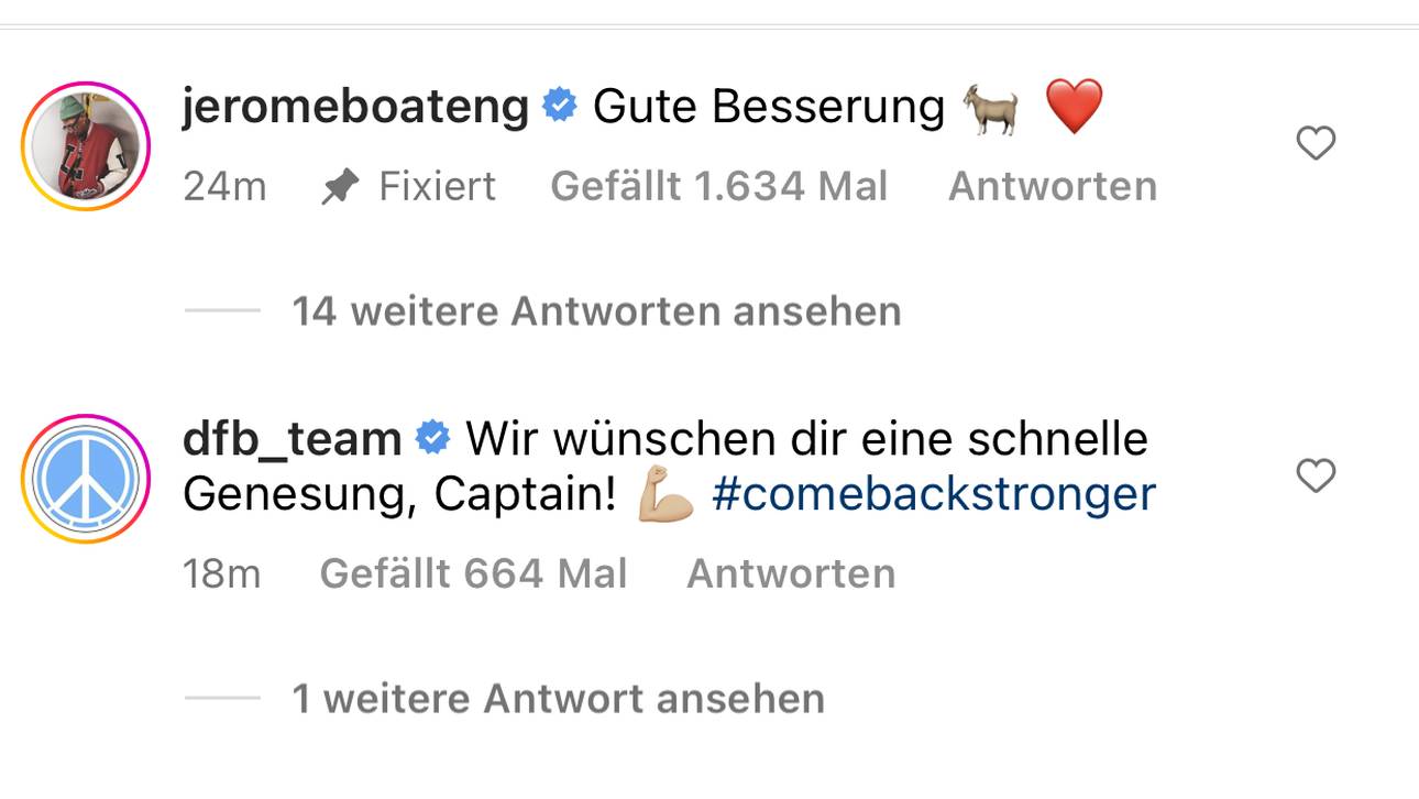 Manuel Neuer fällt lange aus. Bei Instagram reagieren viele Prominente