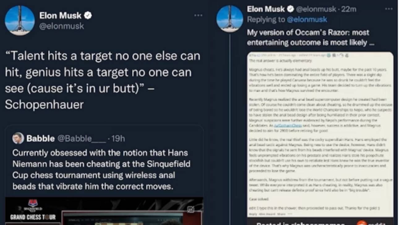 Selbst Elon Musk reagierte auf den Zoff zwischen Magnus Carlsen und Hans Niemann