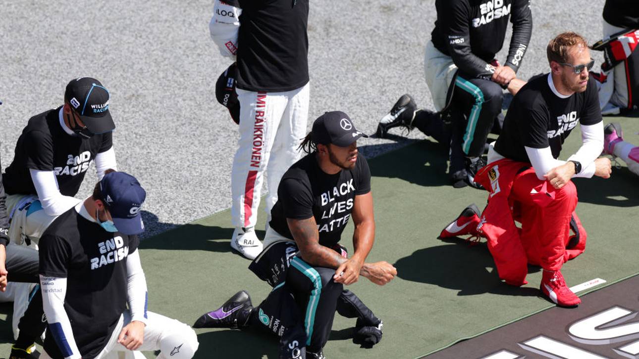 Protest: Hamilton und Vettel knien