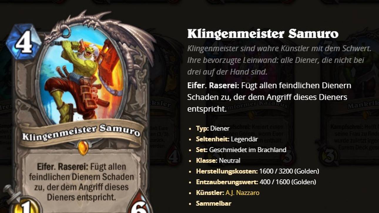 Klingenmeister Samuro im Detail
