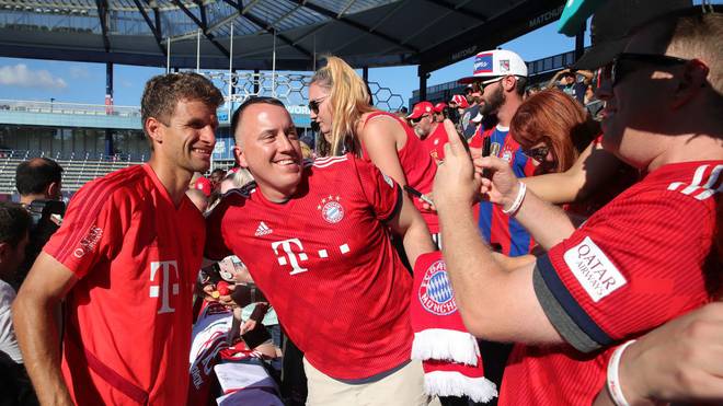 Thomas Müller (à esquerda) na turnê pelos EUA do FC Bayern 2019