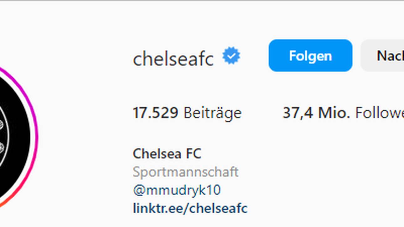 Chelsea verwies in der Instagram-Bio auf Mudryks Account