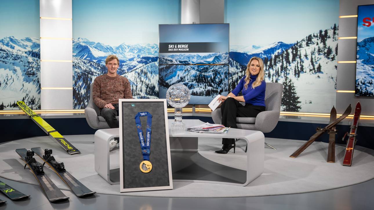 Severin Freund mit "SKI & BERGE - Das DSV Magazin"-Moderatorin Ruth Hofmann