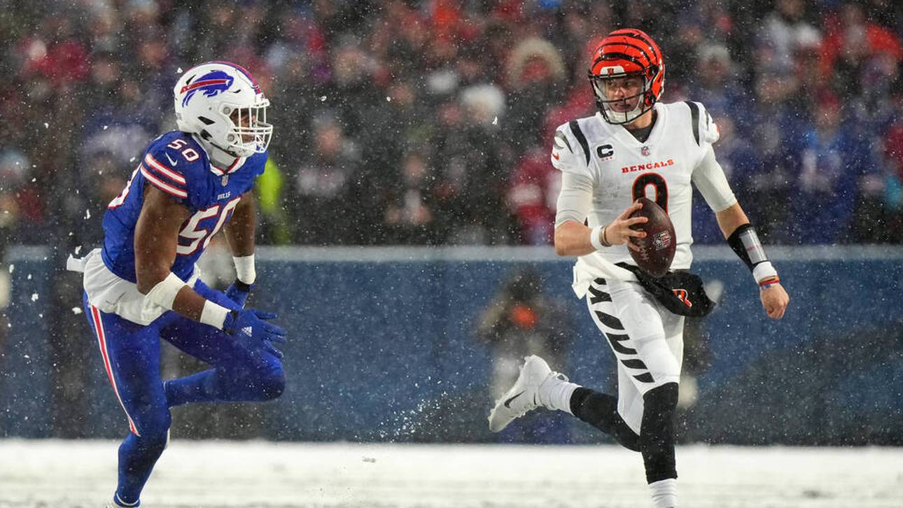 Joe Burrow (9) erwies sich auch im Schneetreiben von Buffalo als sicherer Spielmacher der Bengals