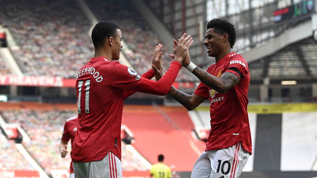 Mason Greenwood (l.) und Marcus Rashford sind ein eingespieltes Duo