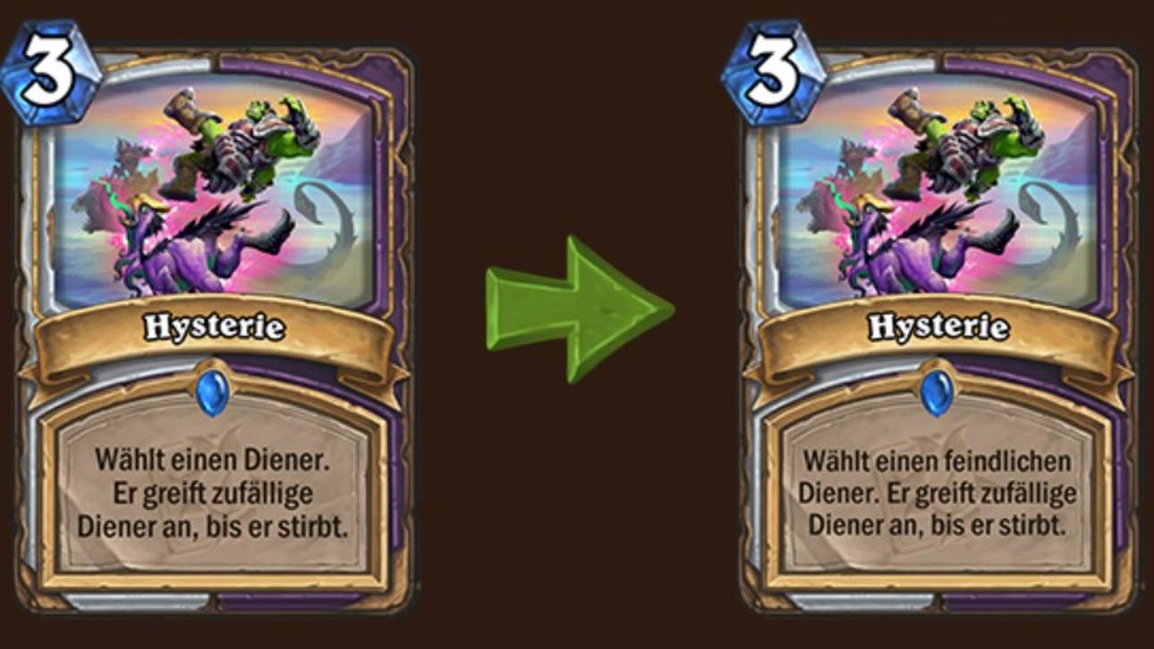 Hysterie kann ab sofort nur noch auf gegnerische Diener angewandt werden