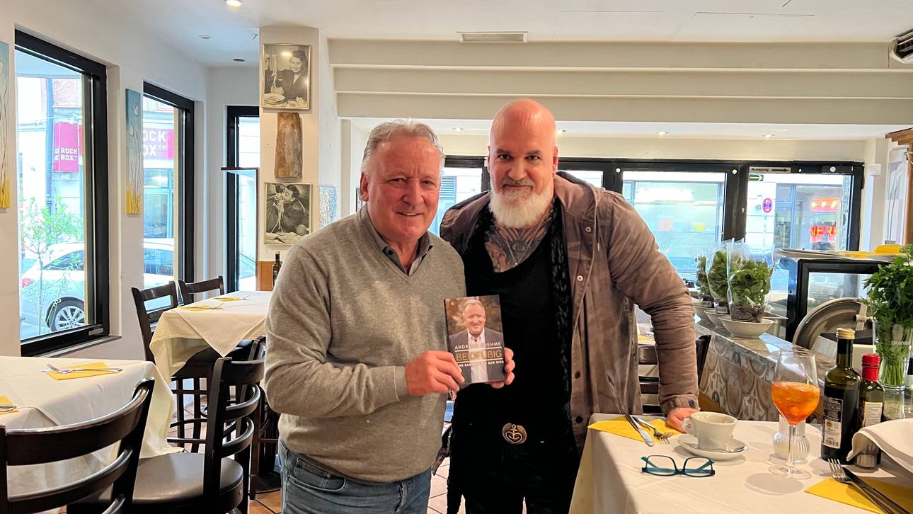 SPORT1-Reporter Reinhard Franke (re.) traf Weltmeister Andreas Brehme (li.) zum Interview