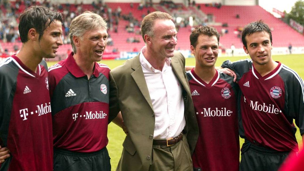 Barbaros Barut (li.) traf nach dem Gewinn der A-Jugend-Meisterschaft 2022 auch Bayern-Boss Karl-Heinz Rummenigge