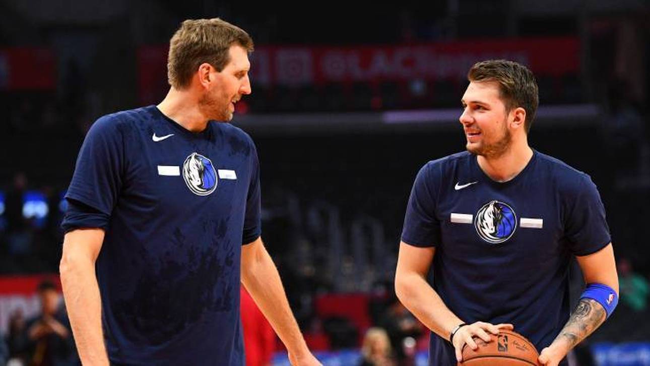 Dirk Nowitzki (l.) und Luka Doncic (r.) spielten ein Jahr gemeinsam für die Mavs