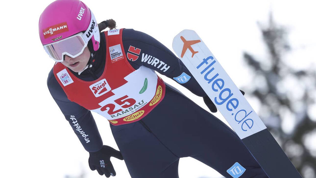 Nathalie Armbruster lag in Ramsau nach dem Springen auf Platz 3