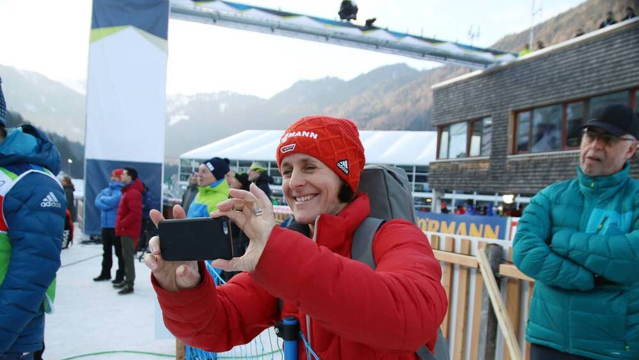 Uschi Disl bei einem Besuch in Ruhpolding