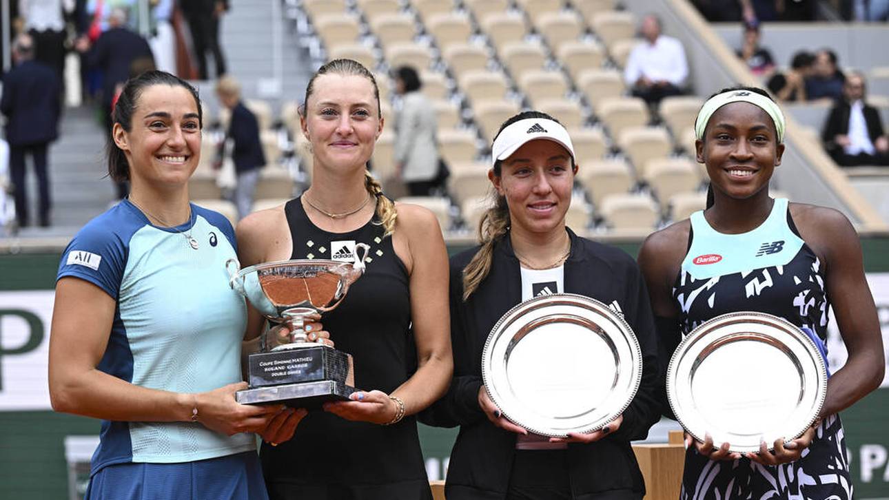 Caroline Garcia und Kristina Mladenovic besiegten Jessica Pegula und Coco Gauff (v.l.)
