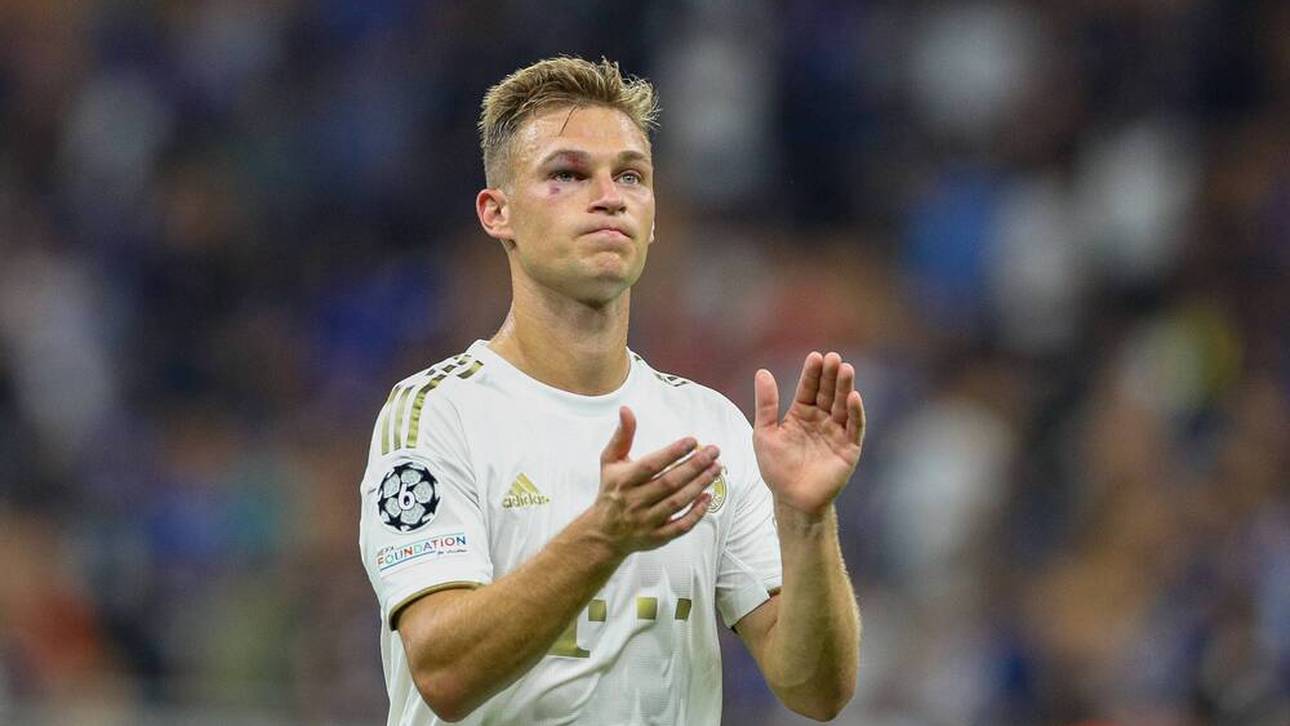 Bayerns Joshua Kimmich mit einem blauen Auge nach dem Sieg gegen Inter Mailand