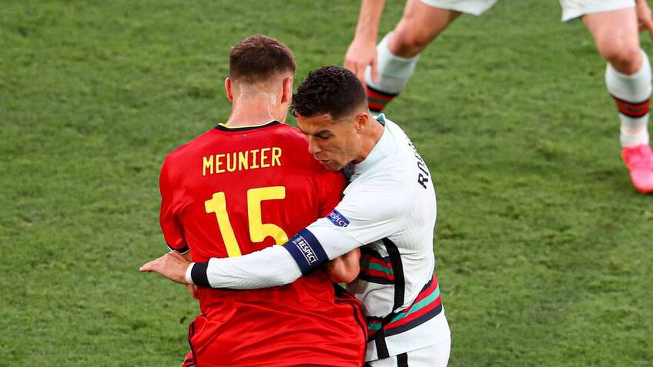 Hier prallt Cristiano Ronaldo (r.) mit dem Kopf auf Thomas Meuniers Schulter