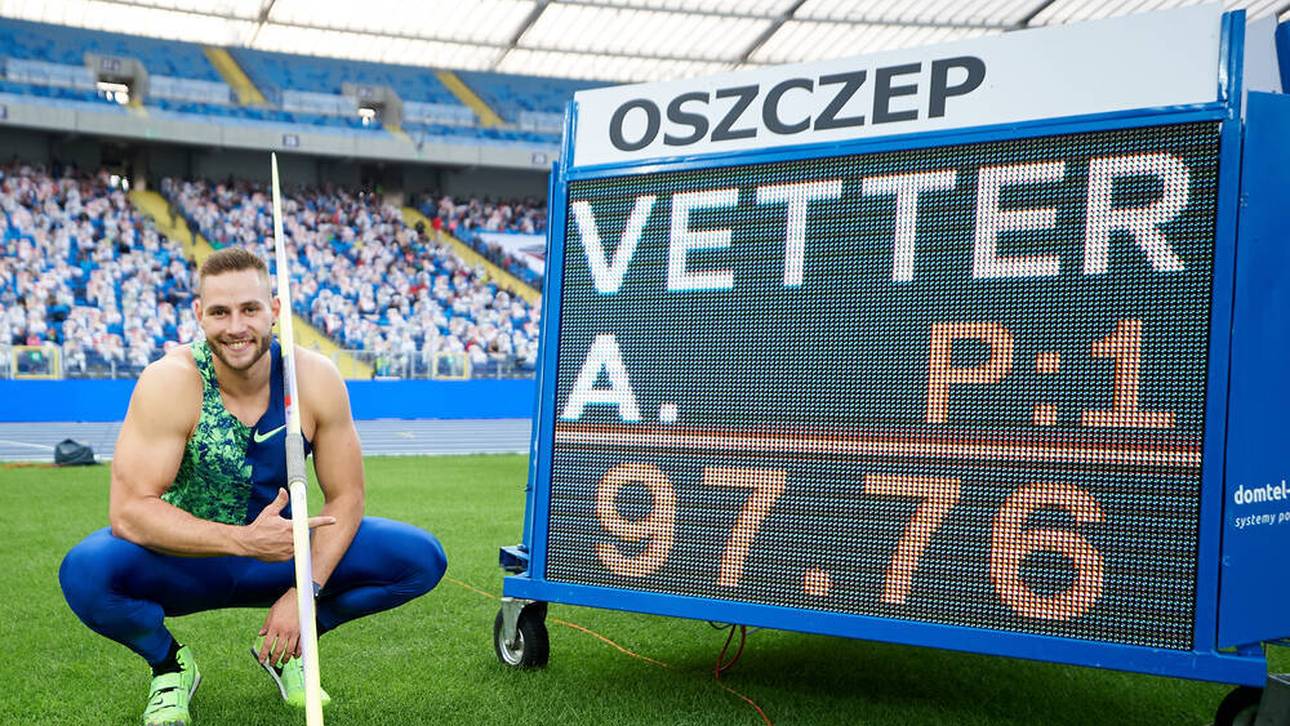 Johannes Vetter nach seinem famosen Wurf in Chorzow