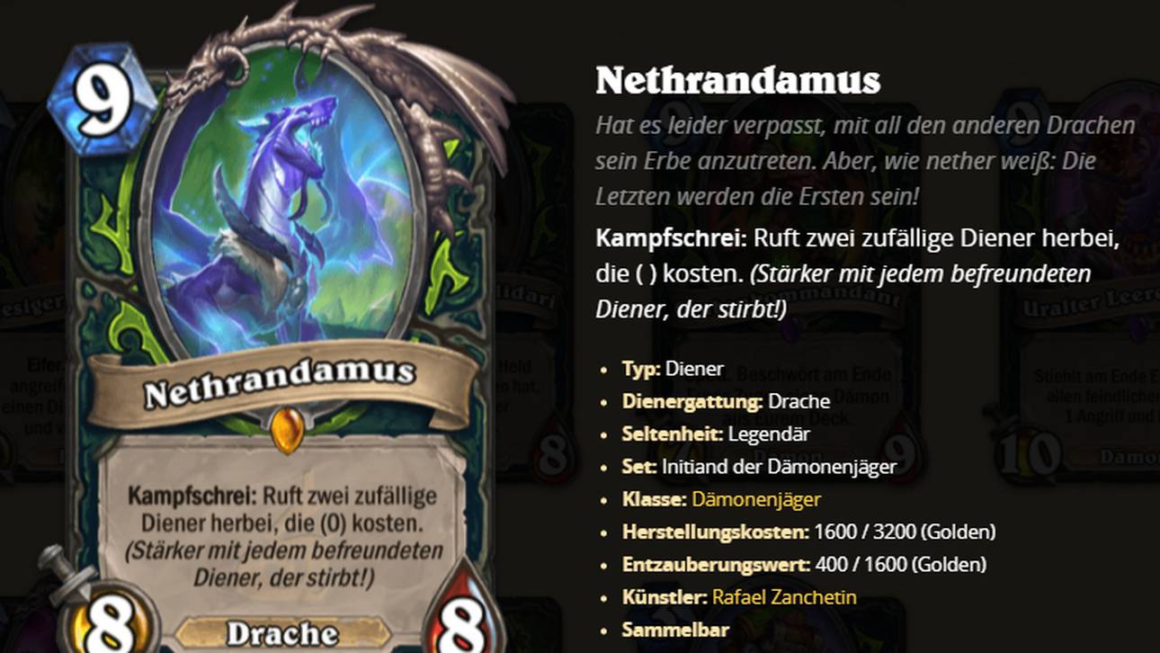Nethrandamus wäre in einem Tödesröcheln-Dämonenjäger-Deck wohl DIE Finisher-Karte schlechthin