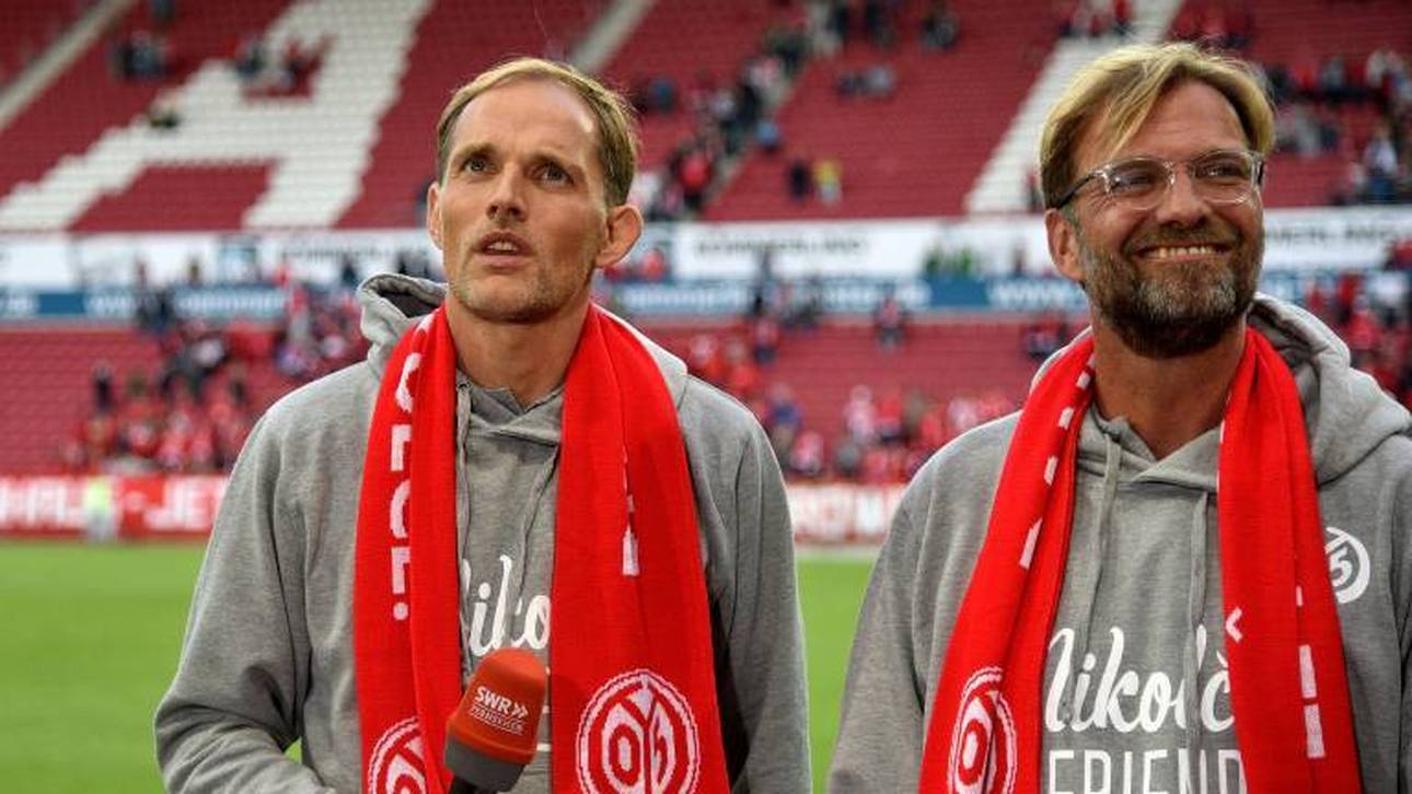 Thomas Tuchel (l.) und Jürgen Klopp beim Abschiedsspiel von Nikolce Noveski in Mainz