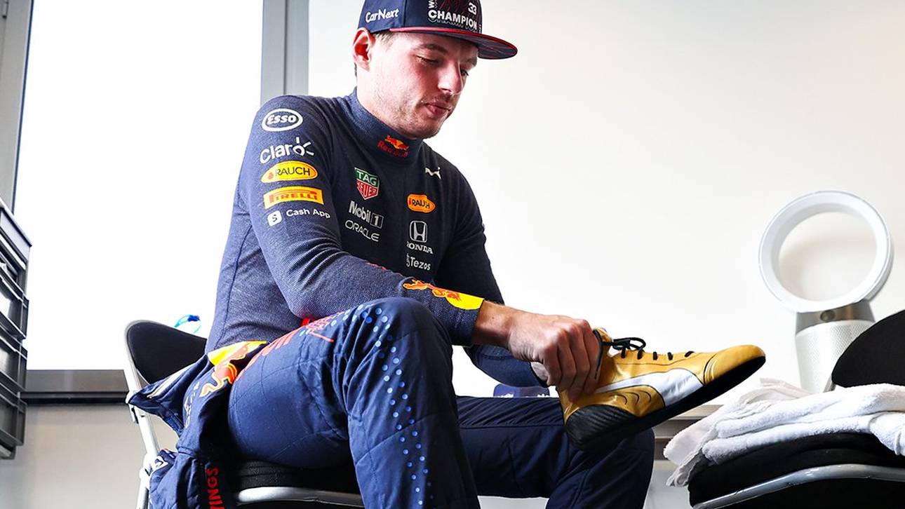 Verstappen fährt in goldenen Schuhen