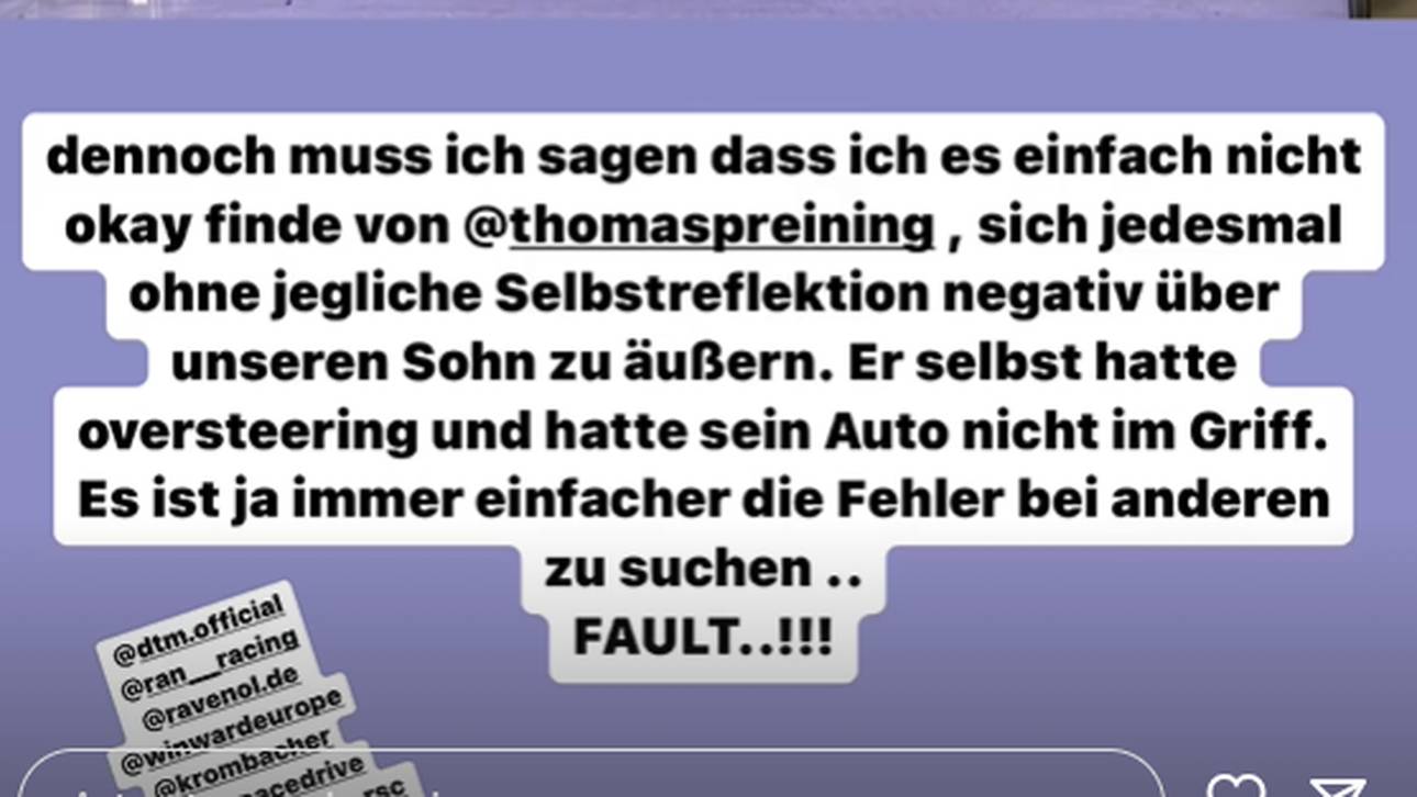Cora Schumacher nimmt ihren Sohn David nach dem Crash beim DTM-Saisonfinale in Schutz