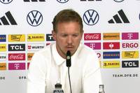 Auf der Pressekonferenz vor dem Testspiel der deutschen Nationalmannschaft gegen Griechenland spricht Bundestrainer Julian Nagelsmann über seinen finalen EM-Kader.