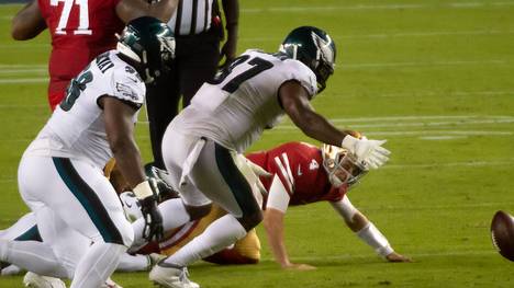 Die San Francisco 49ers müssen sich den Philadelphia Eagles geschlagen geben, der Ersatz-Quarterback enttäuscht.