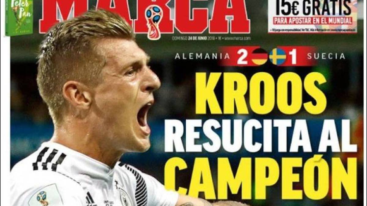 SPANIEN - MARCA: "Deutschland stirbt nie! Das Herz eines Champions hört nie auf zu schlagen. Deutschland roch schon nach Spanien 2014 und Italien 2010. Eine göttliche Szene von Toni Kroos."