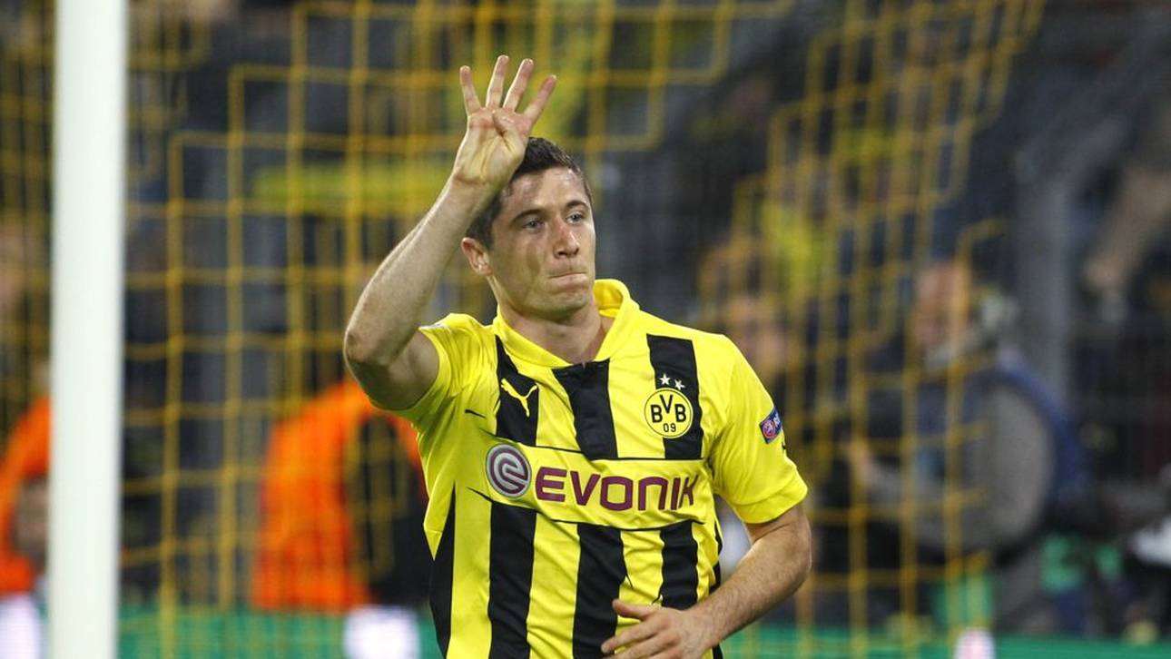 Lewandowski feiert sein viertes Tor gegen Real Madrid im Jahr 2013