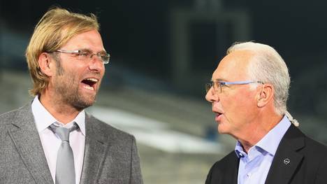 Franz Beckenbauer (r.) könnte sich Jürgen Klopp als Trainer des FC Bayern vorstellen