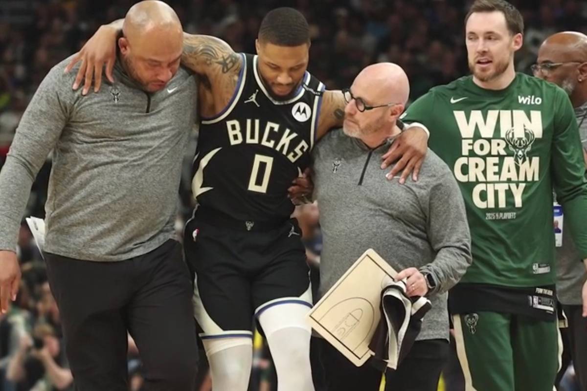 Nach nur sechs Minuten auf dem Parkett gegen die Pacers erleidet Bucks-Point-Guard Damian Lillard mit einer Achillessehnenverletzung erneut einen herben Rückschlag. Head Coach Doc Rivers zeigt sich am Boden zerstört.