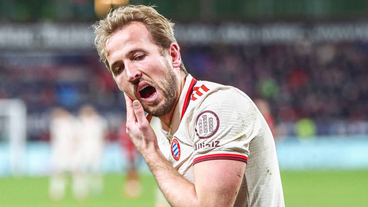 Bayern-Star Harry Kane bekam im Spiel gegen Bayer Leverkusen einen Schlag auf den Kiefer ab