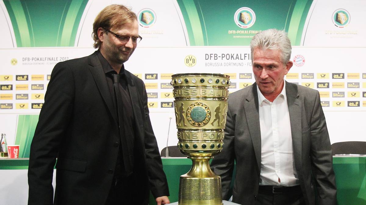 Aber noch ist die Saison nicht vorbei: Klopps BVB steht auch im DFB-Pokal-Finale von Berlin und trifft wieder auf die Bayern um Trainer Jupp Heynckes