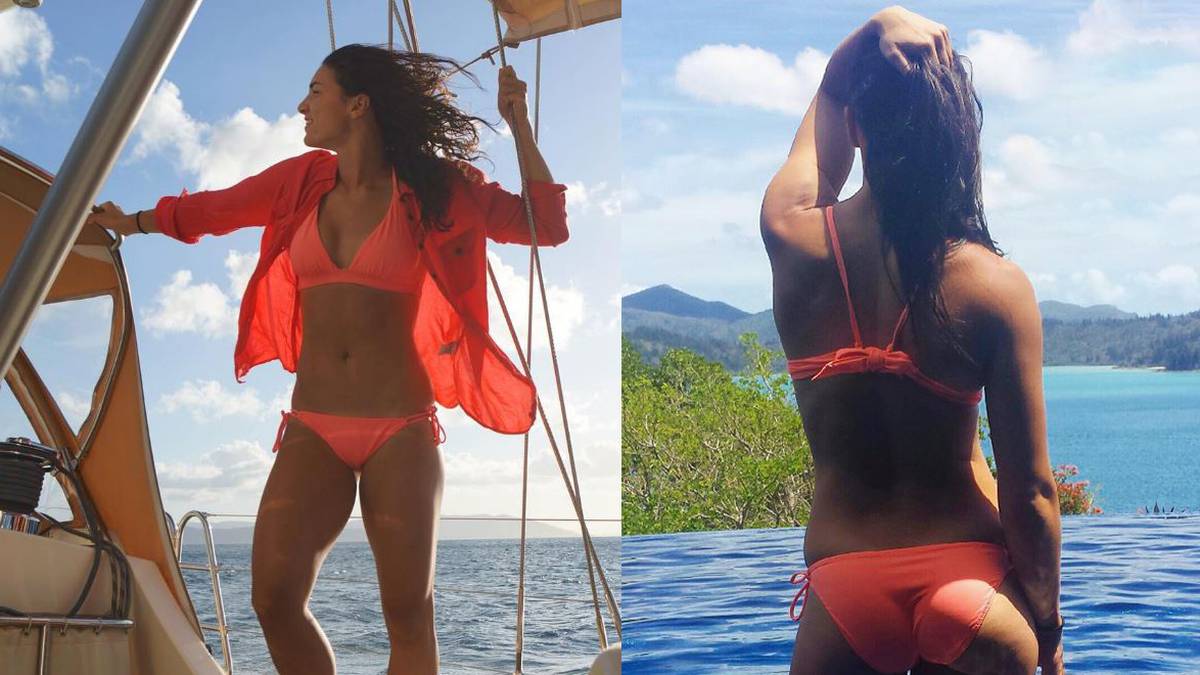 Die australische Meisterin über 100 Meter Hürden macht aber auch im Wasser eine gute Figur 