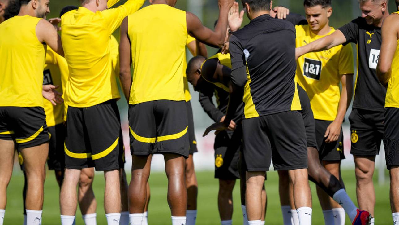 Serhou Guirassy (Borussia Dortmund) wird von der Mannschaft begrüßt 