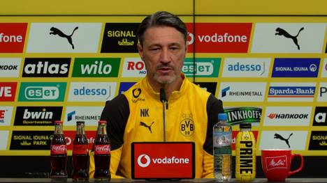 Borussia Dortmunds Trainer Niko Kovac spricht auf der Pressekonferenz vor dem Bundesliga-Spiel gegen Werder Bremen über Serhou Guirassy.