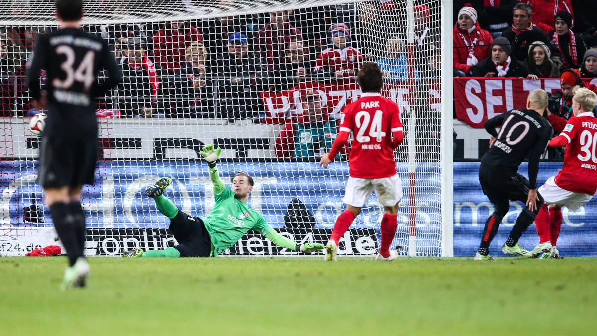 Mainz 05 und Loris Karius kassierten gegen den FC Bayern in der 90. Minute das 1:2 durch Arjen Robben