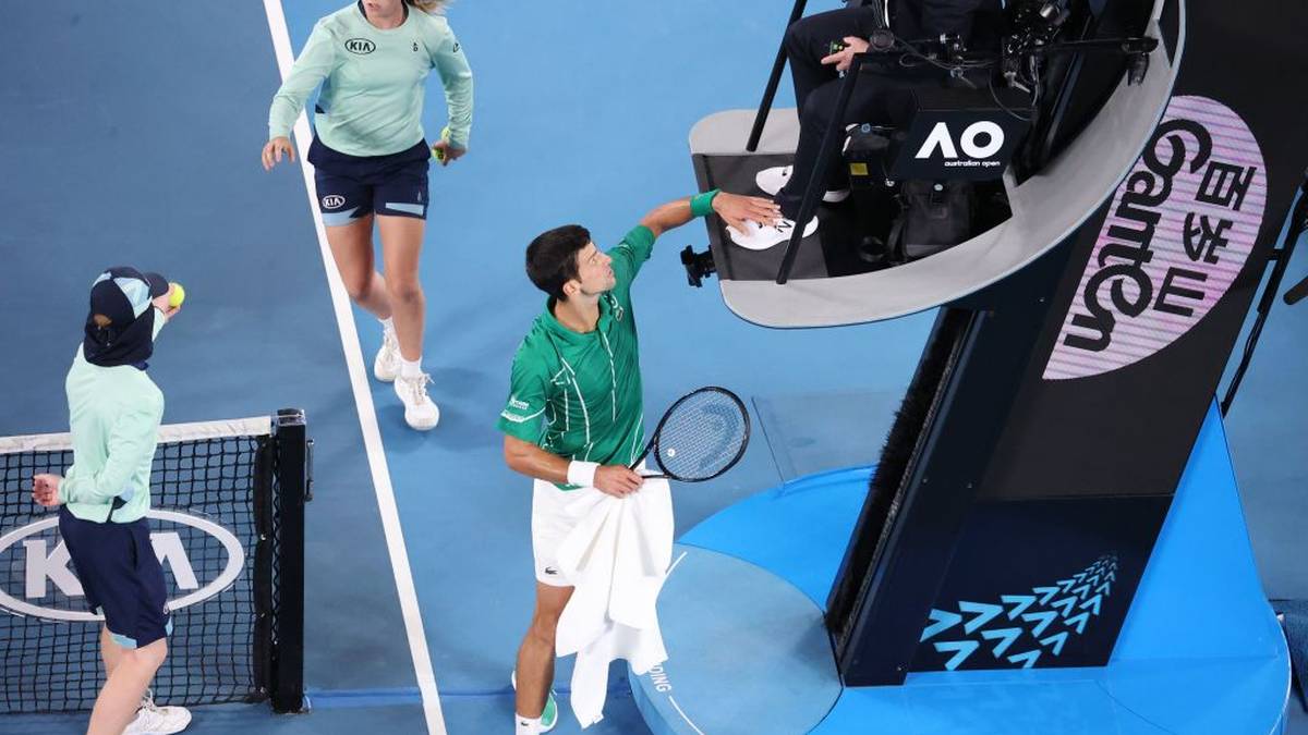 Novak Djokovic geriet im Finale der Australian Open mit dem Schiedsrichter aneinander