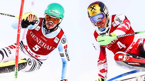 Felix Neureuther und Marcel Hirscher kämpfen um die Weltcup-Kugel im Slalom