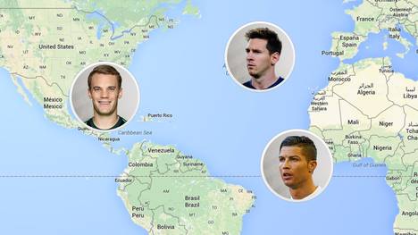 Karte der Weltfußballerwahl