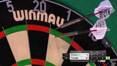 Rob Cross setzt sich in einem schwachen Spiel gegen Thibault Tricole durch und zieht in die dritte Runde ein.